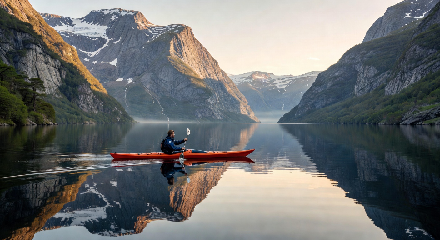 Kayaking through fjords