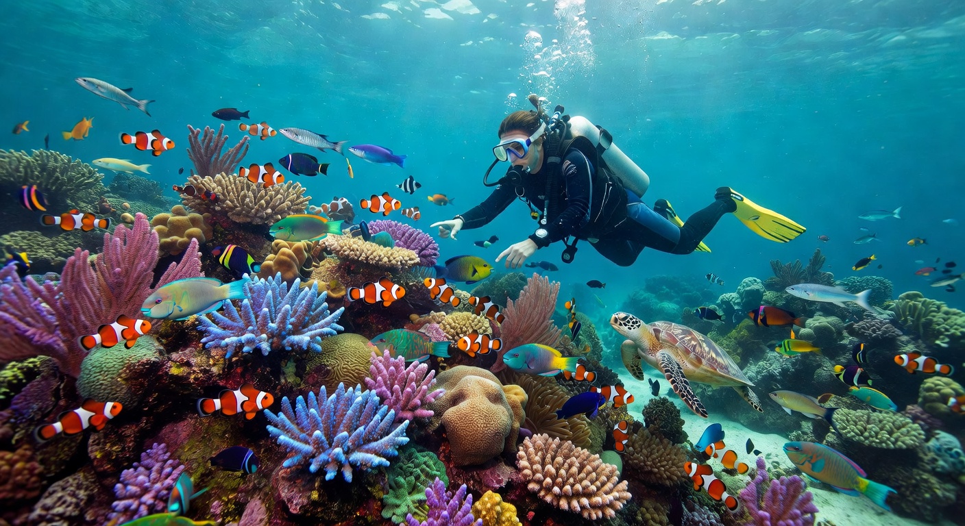 Scuba diving coral reef