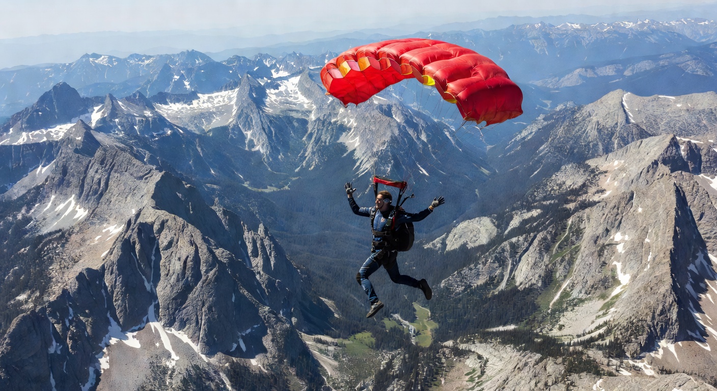 Skydiving over mountains